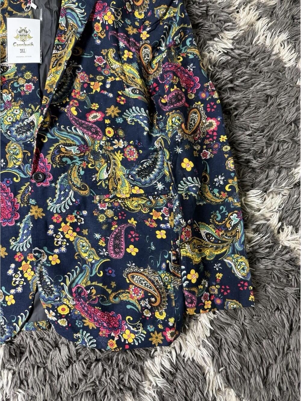Cesnleoik Blazer Men's 3XL Paisley/Floral Sport Jacket/Shirt Slim Fit NWT - Picture 6 of 11